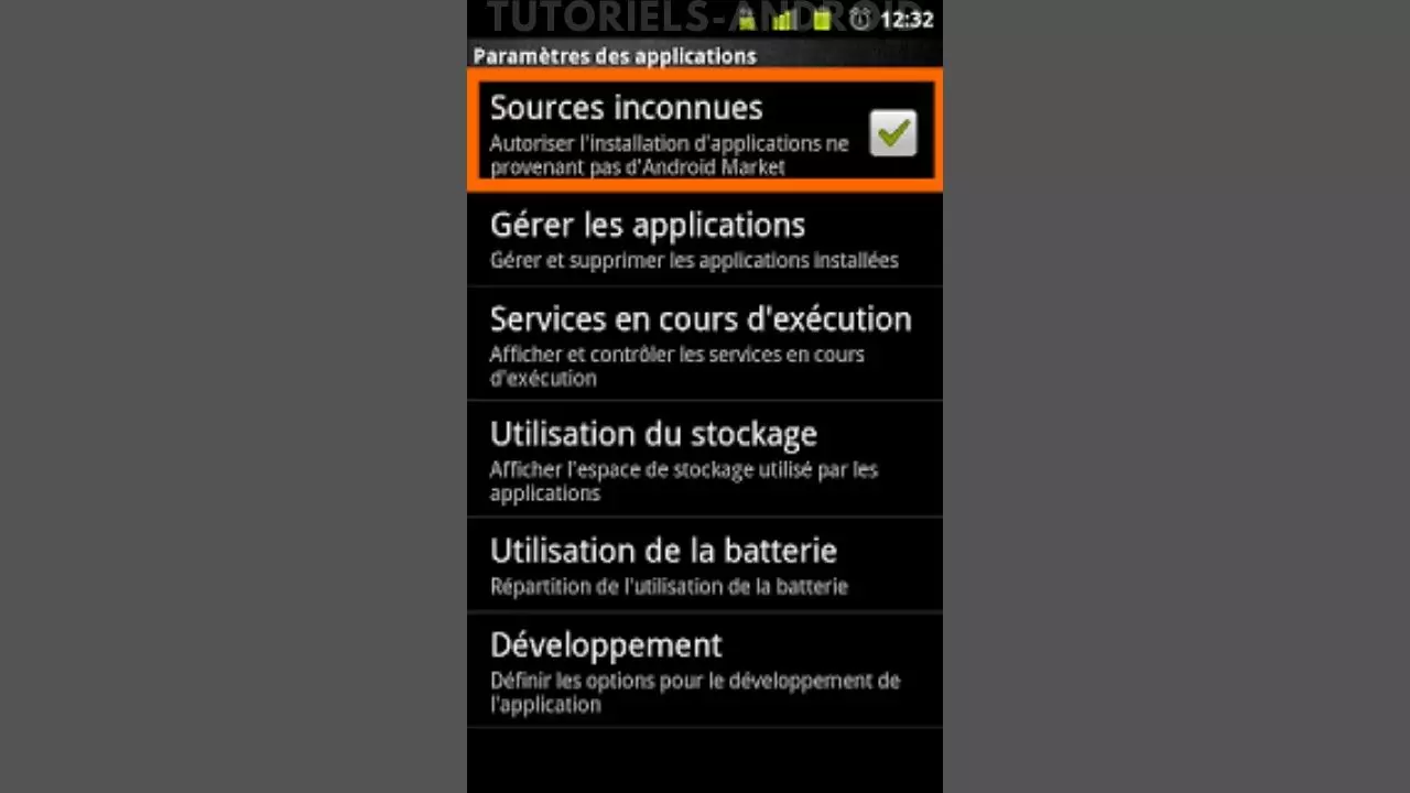 Comment autoriser les sources inconnues sur Android ? 2 Case Sources inconnues Android Éclair/Froyo