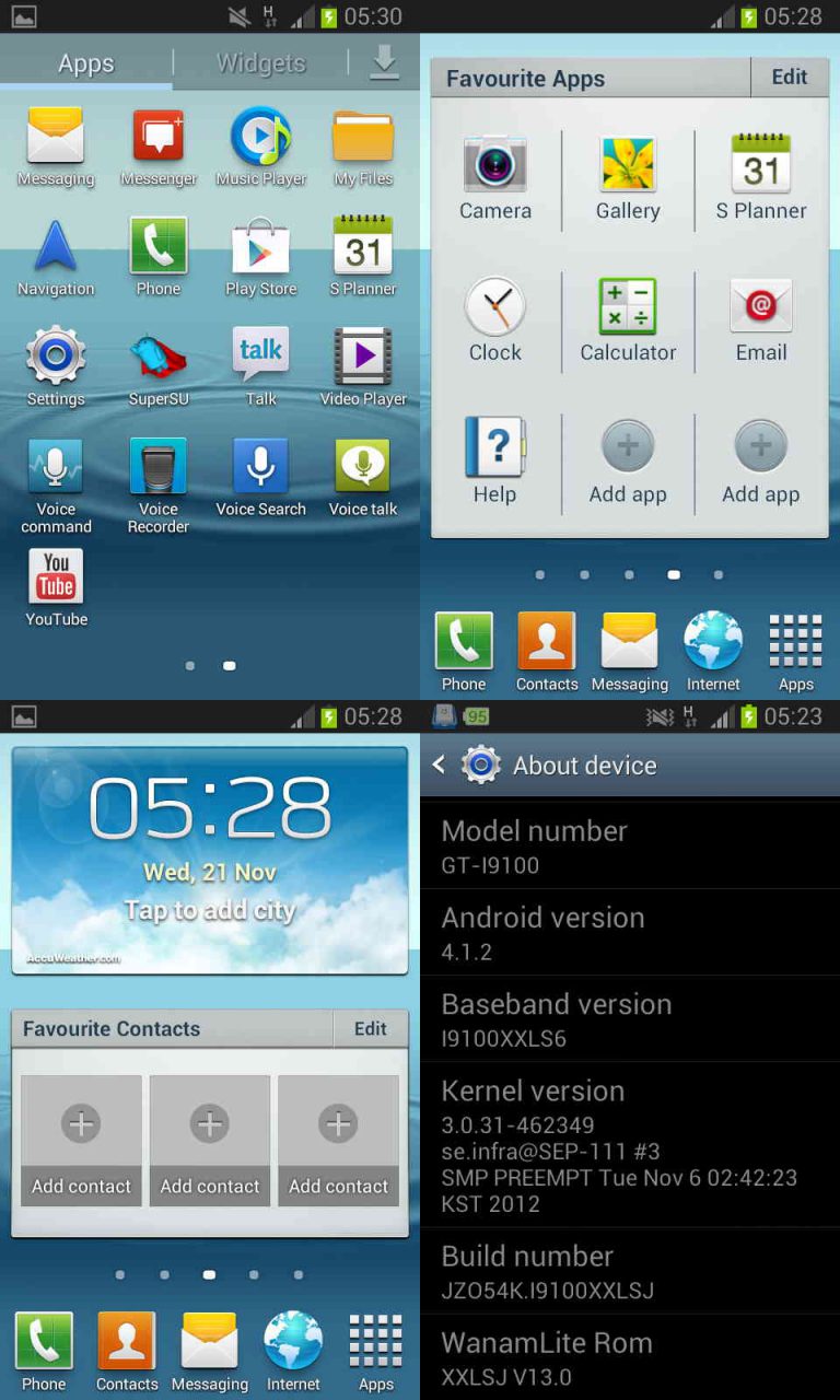 Installer la ROM WanamLite v13 sur GALAXY S2 I9100/I9100P 1 Image représentant : wanamlite v13 screenshots