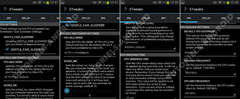 GALAXY S2 : Réglages STweaks pour le kernel Siyah sous Android JB 1 Image représentant : CPU STweaks reglages siyah galaxy s2