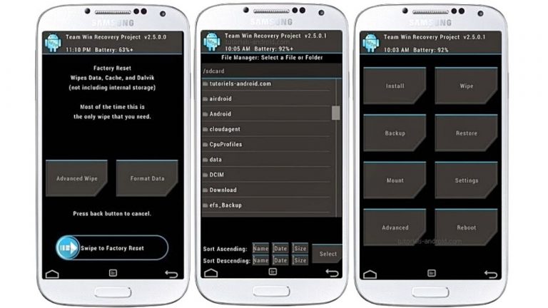 Installer le TWRP recovery sur son GALAXY S4 I9500 et I9505 1 Captures d'écran : TWRP pour GALAXY S4