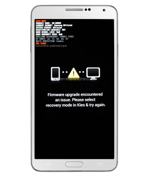 Débricker son GALAXY Note 3 N9005 après un FAIL dans Odin3 22 Image représentant : odin fail firmware upgrade encountered galaxy note 3
