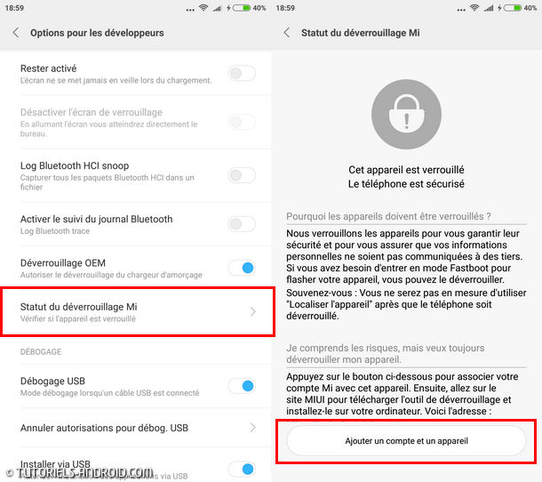 Déverrouiller le bootloader d’un smartphone Xiaomi 2 Unlock Xiaomi Bootloader : Activer Statut de déverrouillage Mi
