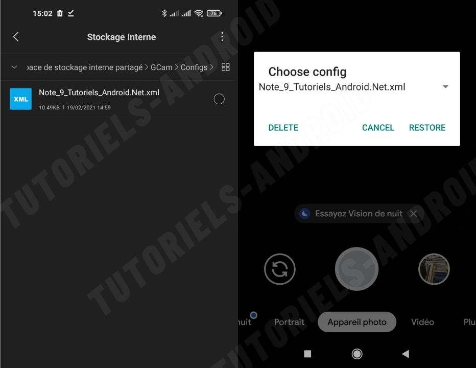 Installation et configuration de GCAM pour Redmi Note 9 et 9 Pro 3 Appliquer fichier de configuration pour GCam