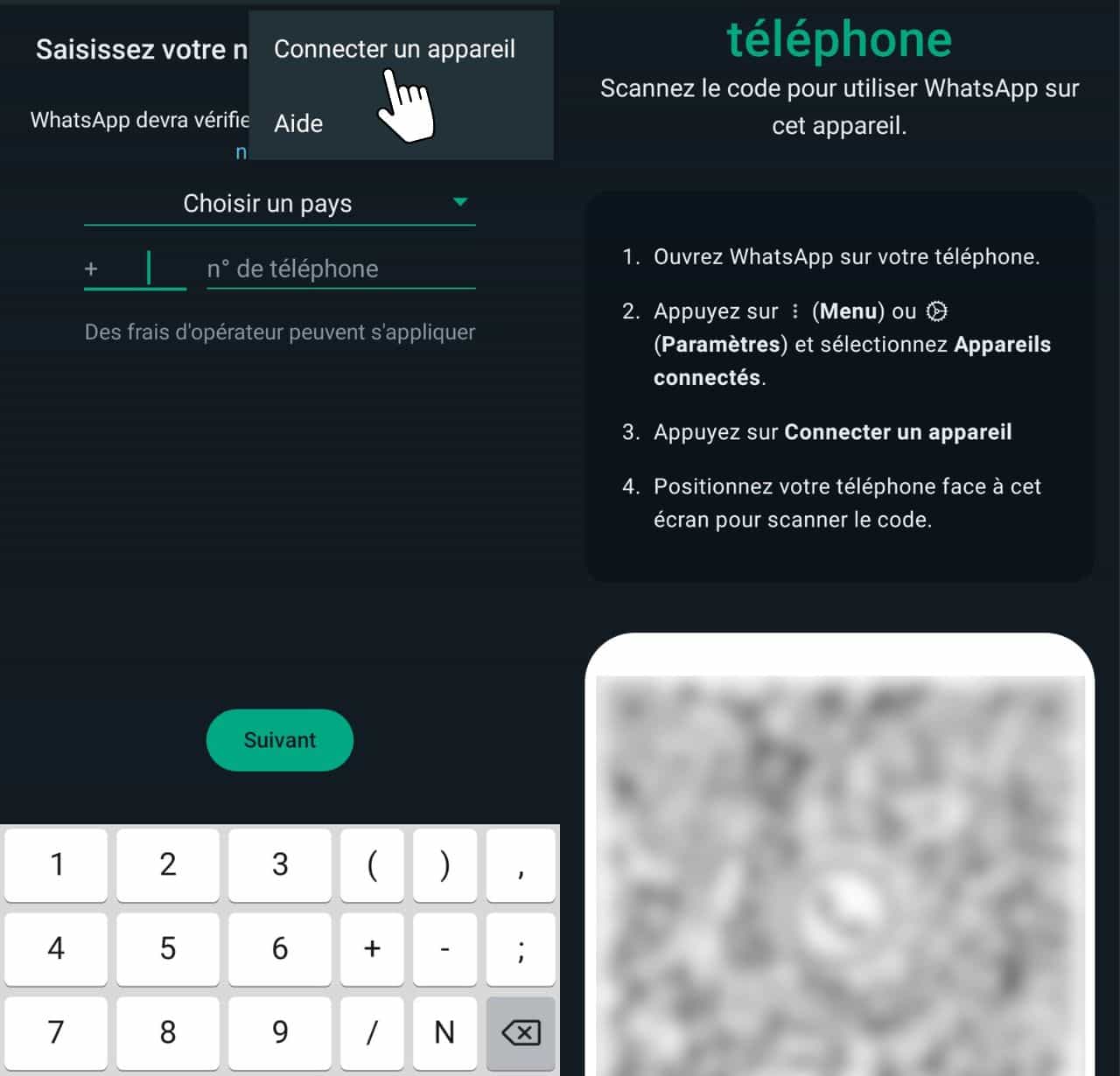 Comment ouvrir votre compte WhatsApp sur deux téléphones 3 Générer un code QR pour connecter son compte WhatsApp sur deux mobiles