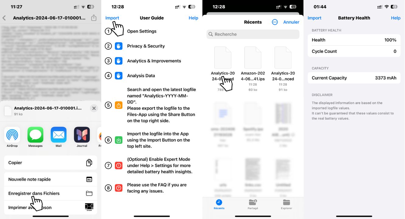 Comment afficher les cycles de charge sur iPhone 2 Afficher les cycles de charge sur iPhone via fichier Analytics