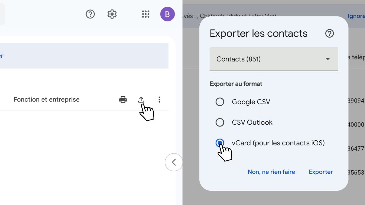 Importer des contacts VCF sur votre iPhone 4 Exporter le vCard des contacts Google