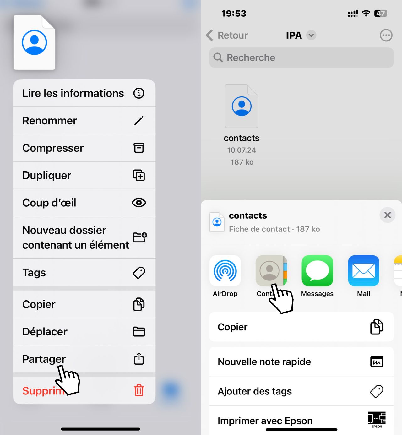 Importer des contacts VCF sur votre iPhone 5 Importer les contacts vCard sur son iPhone via Fichiers