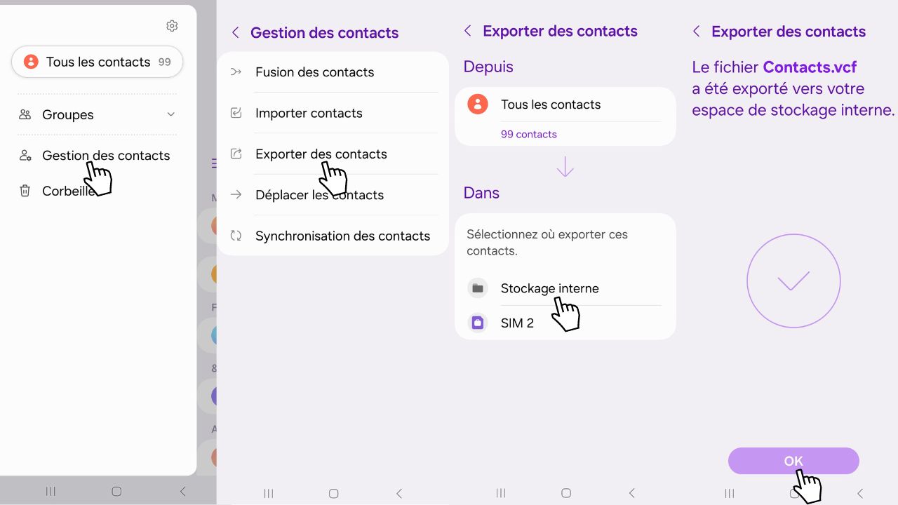 Importer des contacts VCF sur votre iPhone 2 Exporter fichier VCF des contacts sous One UI 6.1