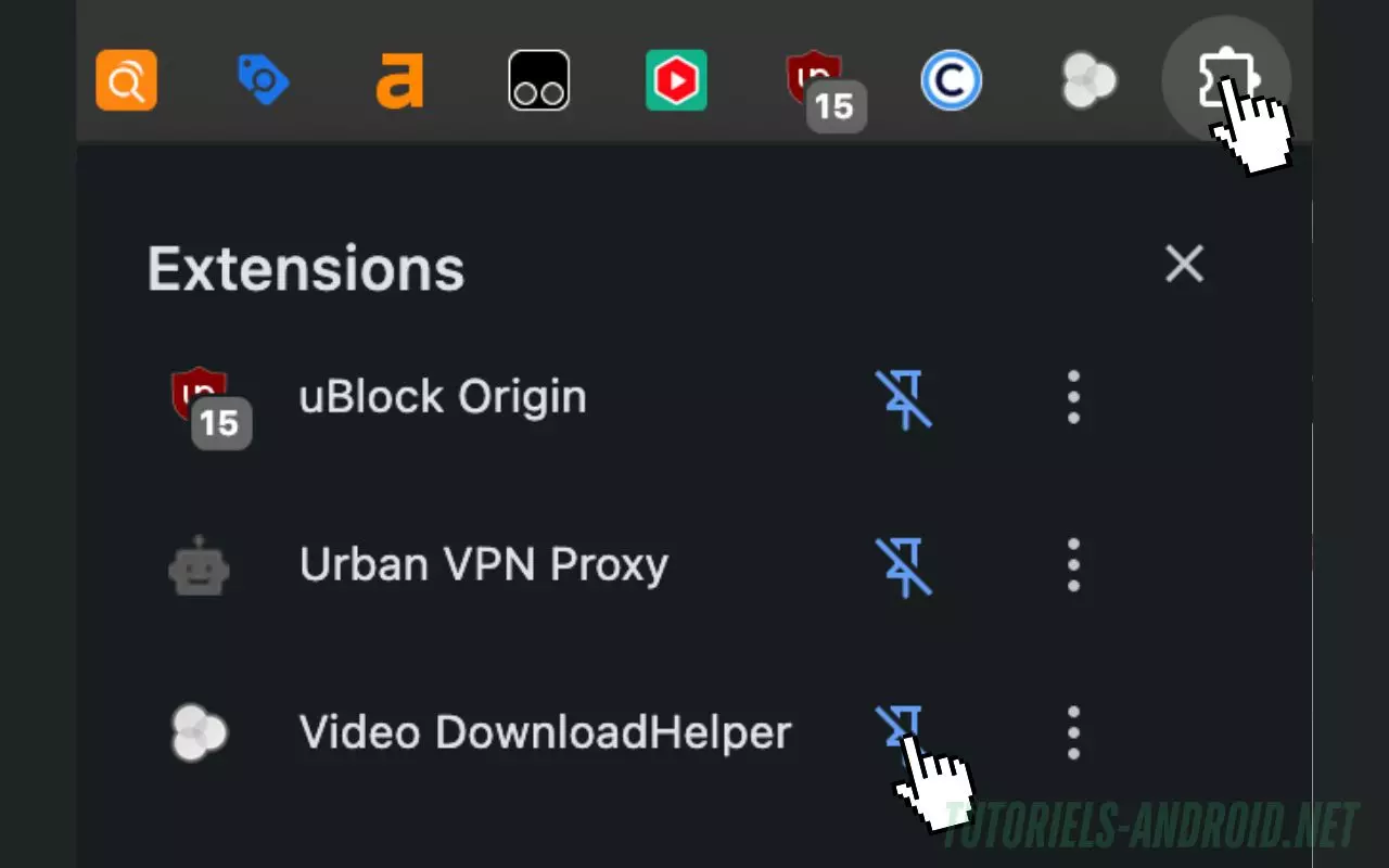 Comment télécharger des vidéos depuis Dolwiz, Kovliv et Limpaz 2 Activer l'extension Video DownloaderHelper sur Chrome