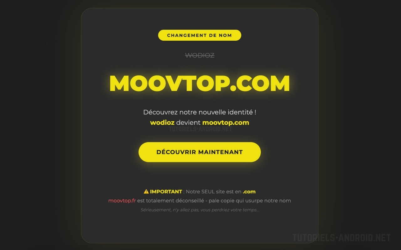 Moovtop.FR clone déconseillé de Moovtop.COM