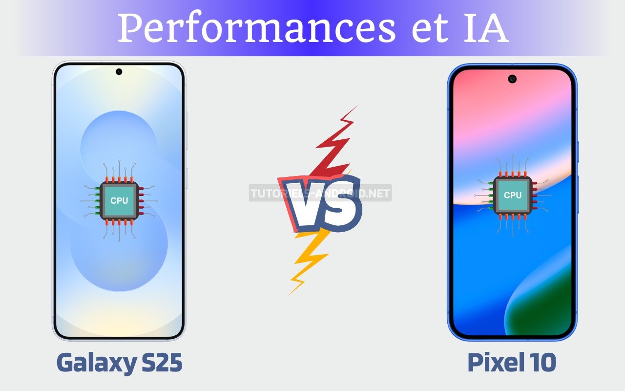 Image montrant CPU et IA du Galaxy S25 vs Pixel 10