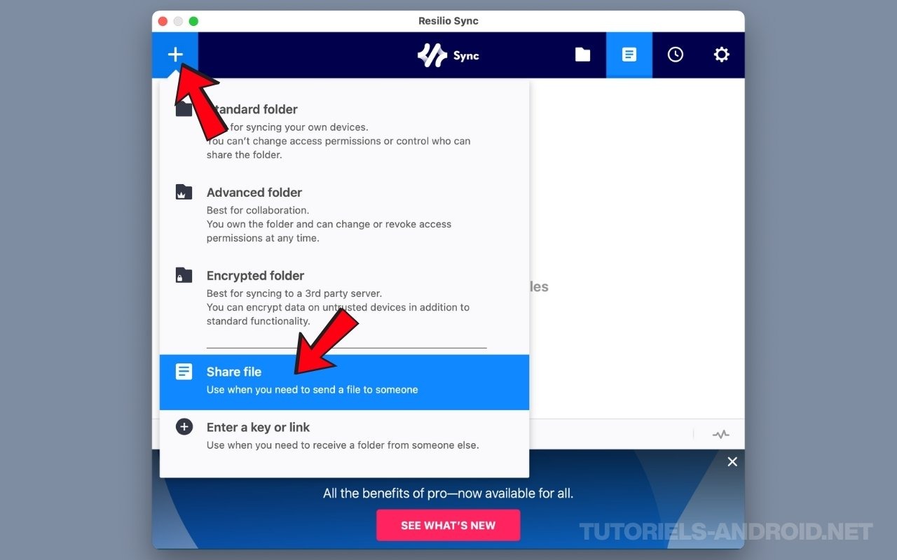 Ajout de fichiers à partager via P2P (Resilio Sync)