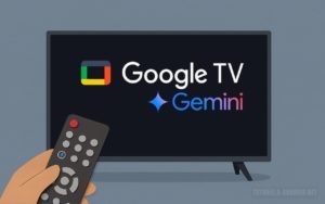 Google TV accueille Gemini : l’assistant IA qui comprend enfin vos conversations 39 Téléviseur affichant les logos Google TV et Gemini, illustrant l’intégration du nouvel assistant IA