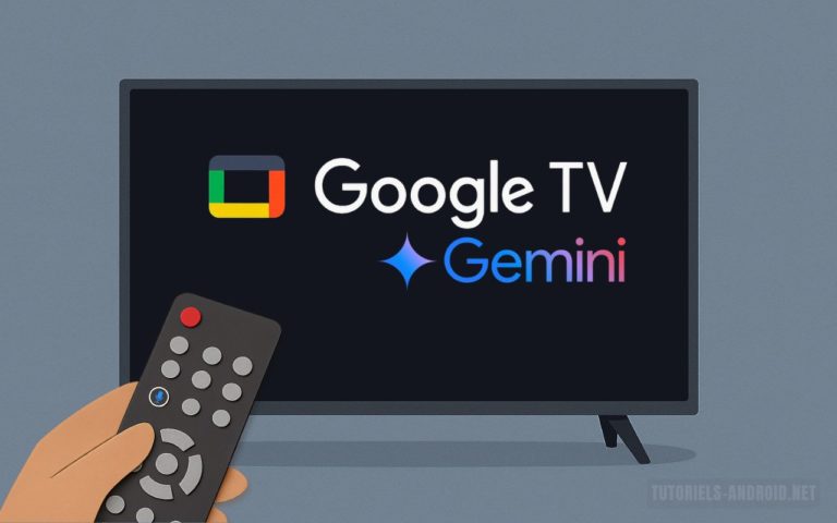 Téléviseur affichant les logos Google TV et Gemini, illustrant l’intégration du nouvel assistant IA