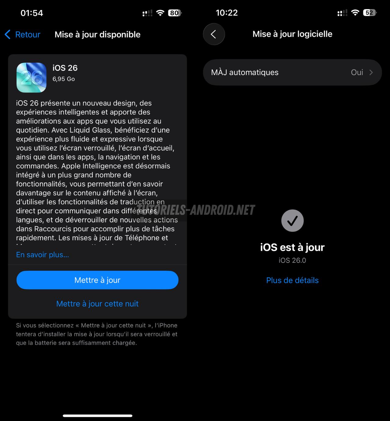 J'ai enfin reçu iOS 26 sur mon iPhone, voici mon test et avis 2 Capture d'écran montrant la mise à jour iOS 26