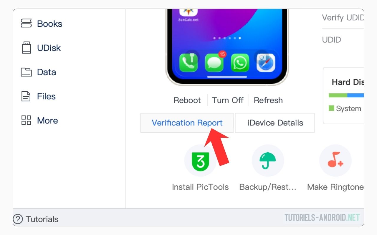 Les iPhone 13 à 16 Pro Max peuvent se bloquer sur un écran vert ou blanc 3 Bouton pour afficher le rapport de l’état d’un iPhone dans 3uTools