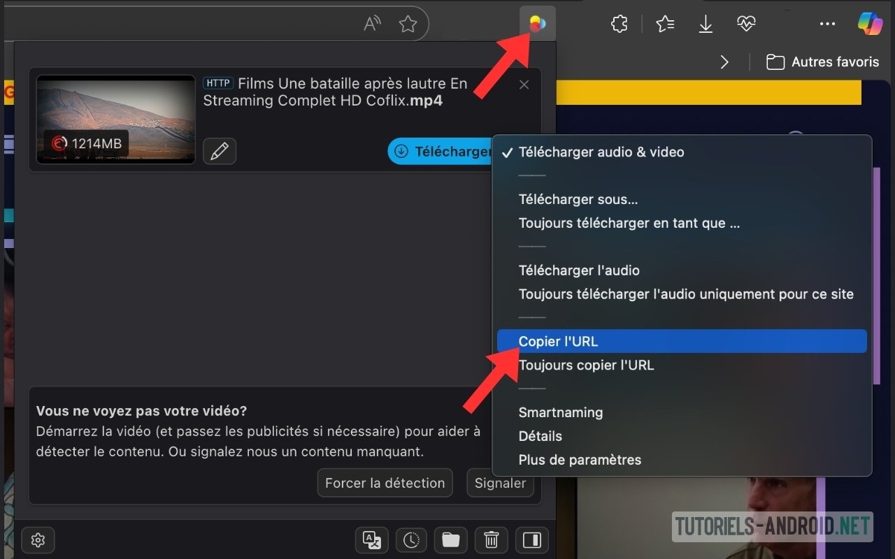 Comment j’utilise VLC pour télécharger des vidéos, films et animes en ligne 2 Copier le lien d’une vidéo détectée avec l’extension VideoDownloaderHelper