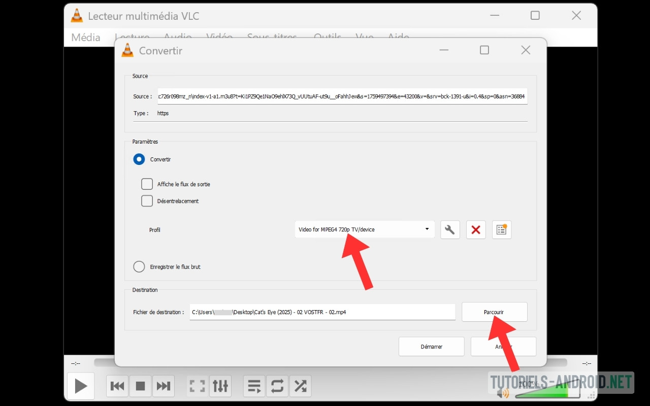 Comment j’utilise VLC pour télécharger des vidéos, films et animes en ligne 4 Les options à sélectionner dans VLC pour convertir et télécharger une vidéo en ligne